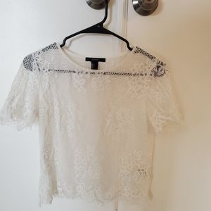 Forever 21 White Lace Top Size Small